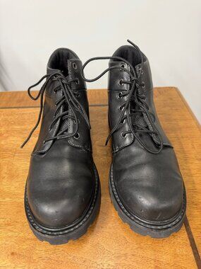 Timberland Women's 7.5 Black Waterproof Leather Lace Up Ankle Boots 81333 Combat